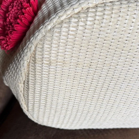 Kate Spade Beige Straw Tote with Red and Pink Floral Design - Picture 13 of 15